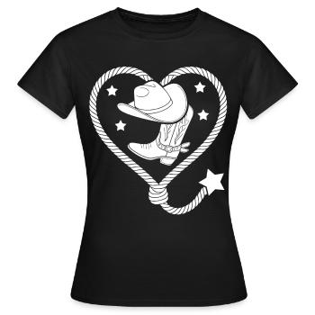 Stetson de danse en ligne de lasso de cœur - T-shirt Femme - noir - Devant - AI Model Female 172 dark (172cm)