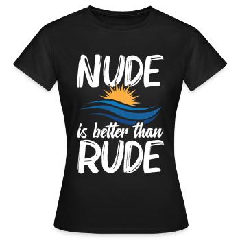 Nudité Gear Freedom Lover Nudisme Naturiste - T-shirt Femme - noir - Devant - AI Model Female 172 dark (172cm)