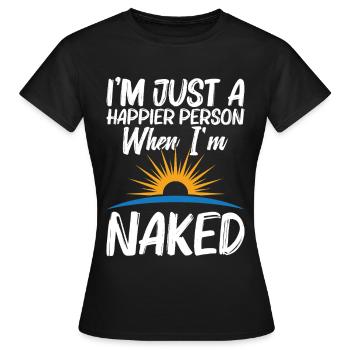 Camp nudiste Freedom Lover Naturisme Équipement Nudité - T-shirt Femme - noir - Devant - AI Model Female 172 dark (172cm)