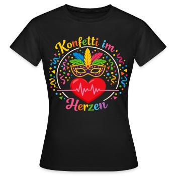 Karneval Konfetti Herzen Party Outfit Fasching - Frauen T-Shirt - Schwarz - Vorne - AI Model Female 172 dark (172cm)