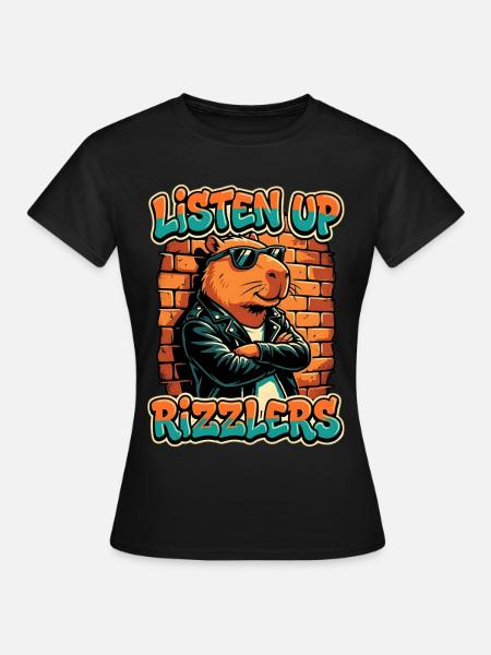 Listen Up Rizzlers Capybara - Frauen T-Shirt - Schwarz