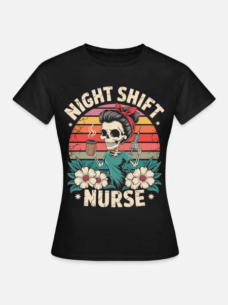 Nacht Schicht Krankenschwester Retro - Frauen T-Shirt - Schwarz