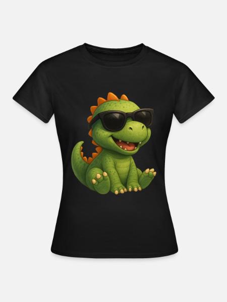 Dinosaurier mit Sonnenbrille - Frauen T-Shirt - Schwarz