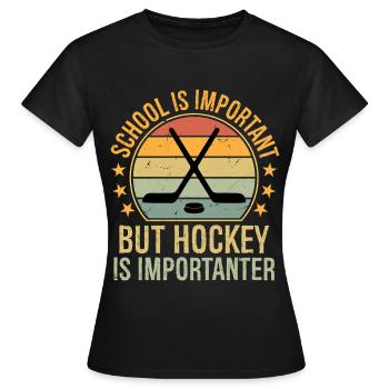 L’école est importante Mais le hockey est plus important - T-shirt Femme - noir - Devant - AI Model Female 172 dark (172cm)