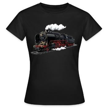Dampflok Retro-Illustration - Frauen T-Shirt - Schwarz - Vorne - AI Model Female 172 dark (172cm)