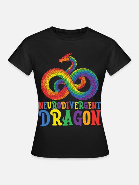 Bewusstsein für Autismus bei neurodivergenten Drachen - Frauen T-Shirt - Schwarz