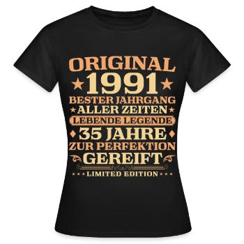 35. Geburtstag Lebende Legende 1991 Jahrgang - Frauen T-Shirt - Schwarz - Vorne - AI Model Female 172 dark (172cm)