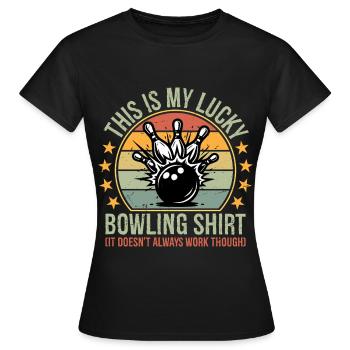 Vintage Funny Bowling Team This is My Lucky Bow - Frauen T-Shirt - Schwarz - Vorne - AI Model Female 172 dark (172cm)