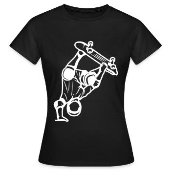 Skateboarder Zeichnung - Frauen T-Shirt - Schwarz - Vorne - AI Model Female 172 dark (172cm)
