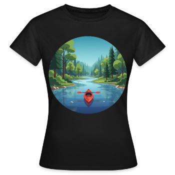Kanu Kajak Ruderboot Canadier - Frauen T-Shirt - Schwarz - Vorne - AI Model Female 172 dark (172cm)