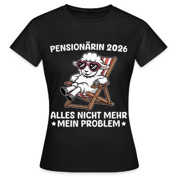 Pensioner 2026 Sheep in a deckchair - Farewell - Women's T-Shirt - black - Front - AI Model Female 172 dark (172cm)