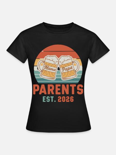 Eltern 2026 Mama Papa - Frauen T-Shirt - Schwarz