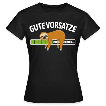 Faultier | Anti gute Vorsätze, Chillen - Frauen T-Shirt - Schwarz - Vorne - AI Model Female 172 dark (172cm)
