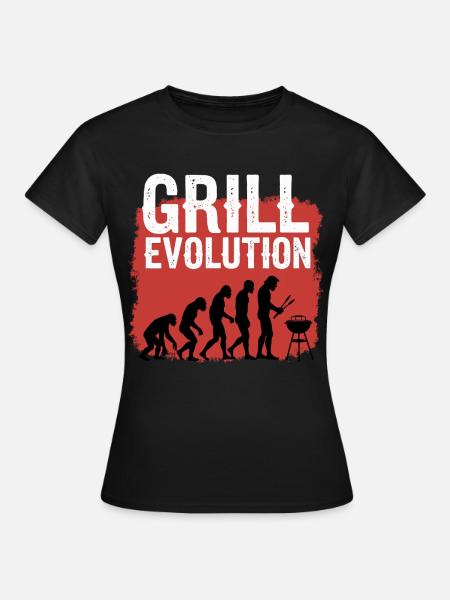 Grill Evolution Lustiger Grillmeister Spruch - Frauen T-Shirt - Schwarz