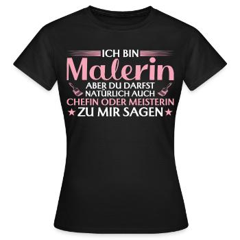 Patronne ou Maître artisan - Peintre - T-shirt Femme - noir - Devant - AI Model Female 172 dark (172cm)