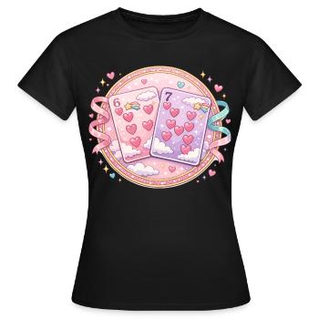 Spielkarten 67 Six Seven Valentinstag Herz  - Frauen T-Shirt - Schwarz - Vorne - AI Model Female 172 dark (172cm)