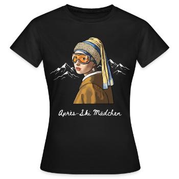 Boucles d’oreilles en perles Après-Ski Girls I Chemise Vacances de ski - T-shirt Femme - noir - Devant - AI Model Female 172 dark (172cm)