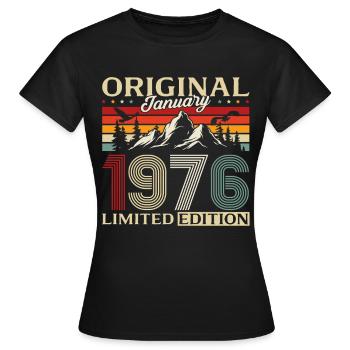 50. Geburtstag Original Januar Jahrgang 1976 - Frauen T-Shirt - Schwarz - Vorne - AI Model Female 172 dark (172cm)