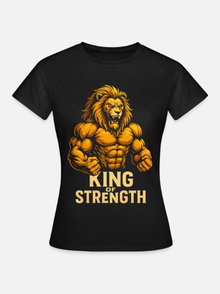 König der Stärke Löwen-Motiv - T-shirt dam - svart