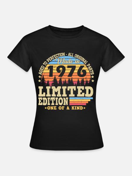 1976-Jahrgang-Vintage-Retro-Geburtstag-Geschenk - Dame-T-shirt - sort