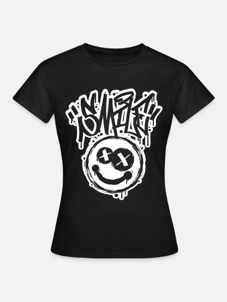 Lächeln Gesicht Graphitti-Buchstaben - Frauen T-Shirt - Schwarz