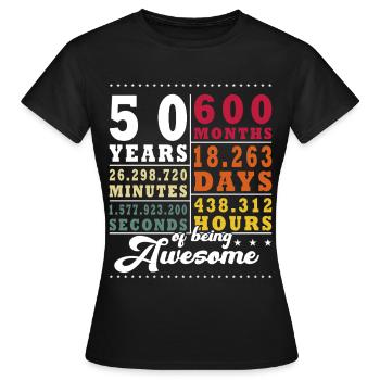 50 Jahre Fünfundvierzigster Geburtstag - Frauen T-Shirt - Schwarz - Vorne - AI Model Female 172 dark (172cm)