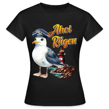 Vacances en mer Baltique AHOI RÜGEN Fun - T-shirt Femme - noir - Devant - AI Model Female 172 dark (172cm)