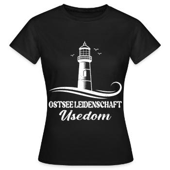 Usedom Holiday BALTIC SEA PASSION USEDOM Funny - Women's T-Shirt - black - Front - AI Model Female 172 dark (172cm)