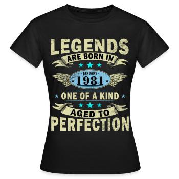 January 1981 birthday January 1981 January - Women's T-Shirt - black - Front - AI Model Female 172 dark (172cm)