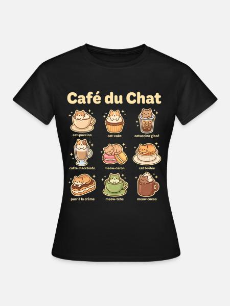 Café du Chat Katzengenuss - Frauen T-Shirt - Schwarz