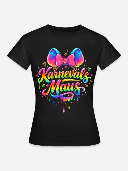 Karneval Maus Kostüm Lustig Fasching Party - Frauen T-Shirt - Schwarz