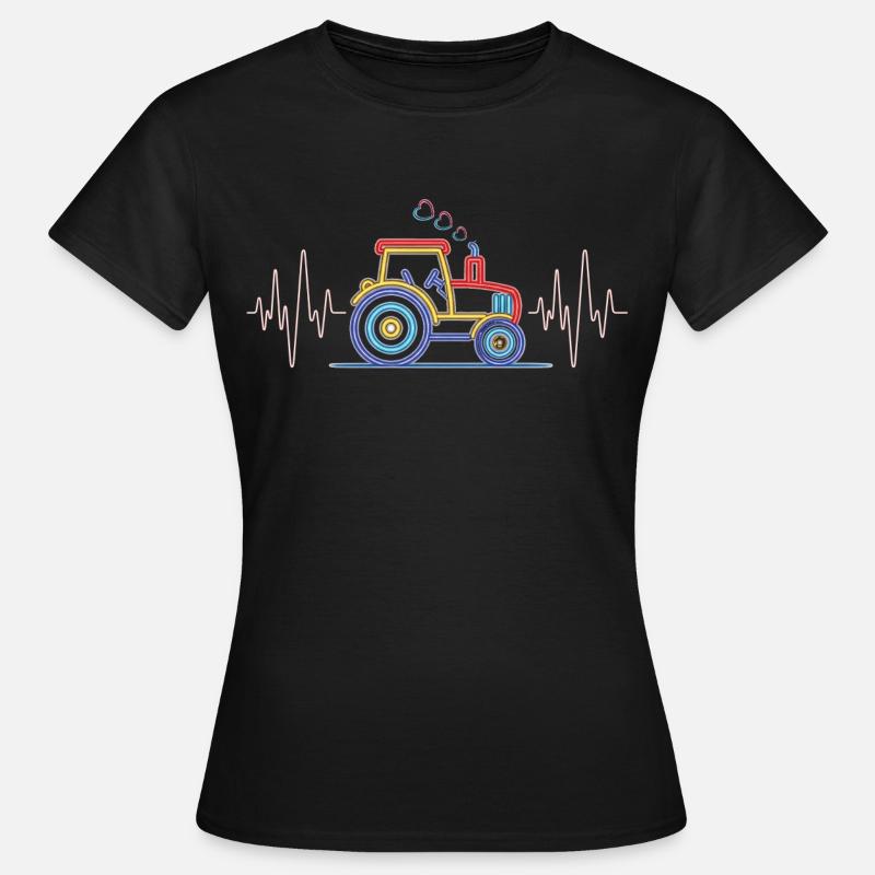 Heartbeat Tractor - Farmer ECG Agriculture - Women's T-Shirt - black