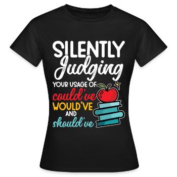 Enseignant d’anglais Premier jour d’école - T-shirt Femme - noir - Devant - AI Model Female 172 dark (172cm)