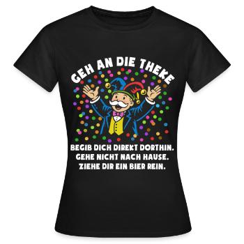 Jubel | Konfetti | Geh an die Theke | Kostüm - Frauen T-Shirt - Schwarz - Vorne - AI Model Female 172 dark (172cm)