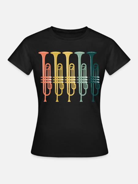 Trompeten Retro Vintage - Frauen T-Shirt - Schwarz