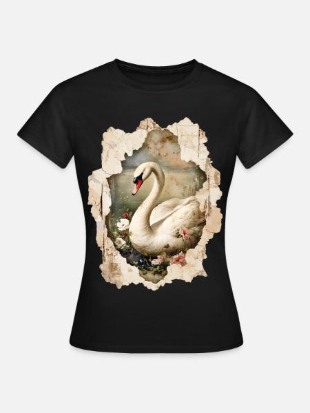 Schwan - Frauen T-Shirt - Schwarz