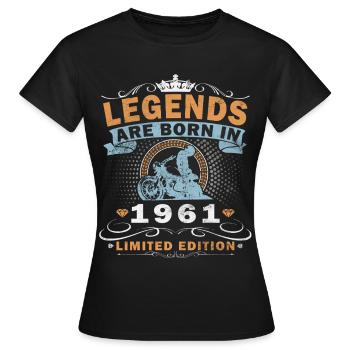1961 Vintage Motorrad Biker Geburtstag Geboren  - Frauen T-Shirt - Schwarz - Vorne - AI Model Female 172 dark (172cm)