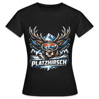 Platzhirsch Ski Hirsch  - Frauen T-Shirt - Schwarz - Vorne - AI Model Female 172 dark (172cm)