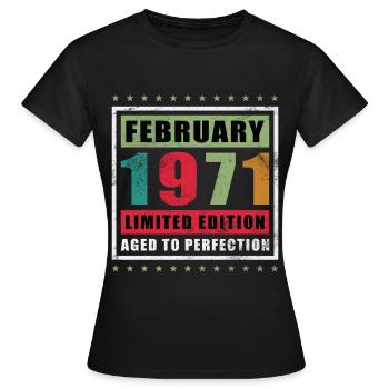 Février 1971 anniversaire Février 1971 Février - T-shirt Femme - noir - Devant - AI Model Female 172 dark (172cm)