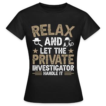 Privatdetektiv-Uniform-Kostüm - Frauen T-Shirt - Schwarz - Vorne - AI Model Female 172 dark (172cm)