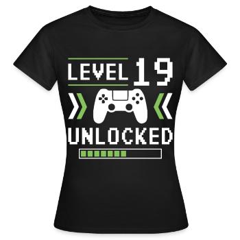 19e anniversaire Niveau 19 débloqué - T-shirt Femme - noir - Devant - AI Model Female 172 dark (172cm)