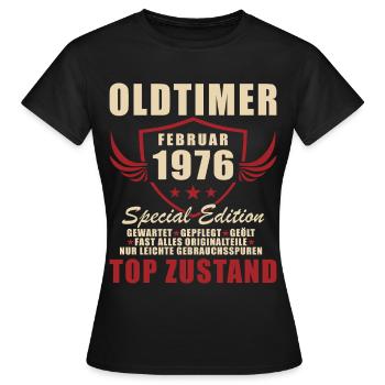 Februar 1976 Geburtstag Oldtimer 1976 - Frauen T-Shirt - Schwarz - Vorne - AI Model Female 172 dark (172cm)