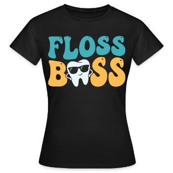 Assistant dentaire dentaire Floss - T-shirt Femme - noir - Devant - AI Model Female 172 dark (172cm)