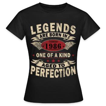 February 1986| February 1986 Anniversary 1986 - Women's T-Shirt - black - Front - AI Model Female 172 dark (172cm)