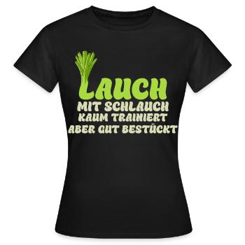 Gym LAUCH MIT SCHLAUCH KAUM TRAINIERT Lustig - Frauen T-Shirt - Schwarz - Vorne - AI Model Female 172 dark (172cm)