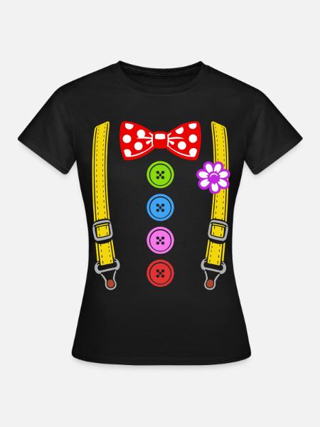 Buntes Clown Kostüm mit Hosenträgern - Frauen T-Shirt - Schwarz