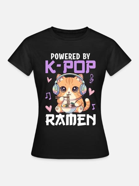 Powered By K-Pop Ramen - Frauen T-Shirt - Schwarz
