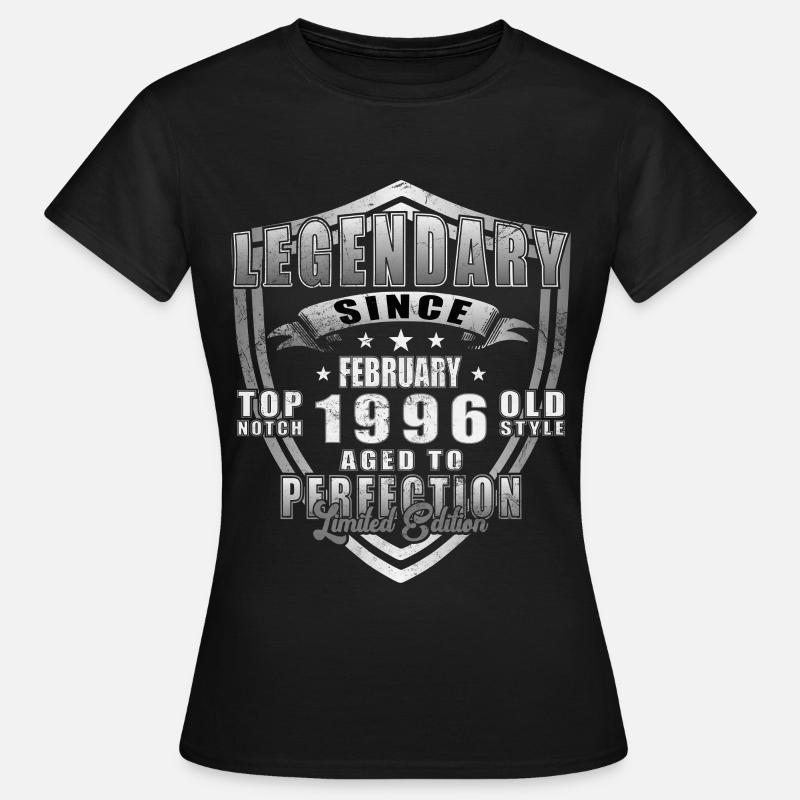 Februar 1996 Geburtstag Mann - Frauen T-Shirt - Schwarz