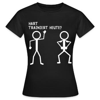 Strichmännchen HART TRAINIERT HEUTE Lustiges - Frauen T-Shirt - Schwarz - Vorne - AI Model Female 172 dark (172cm)