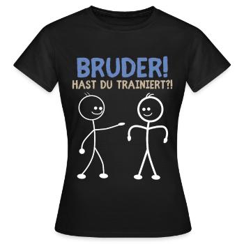 Strichmännchen HAST DU TRAINIERT LUSTIG - Frauen T-Shirt - Schwarz - Vorne - AI Model Female 172 dark (172cm)